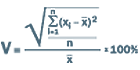 Формула расчета коэффициента вариации