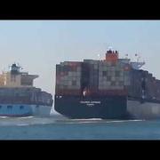 Accident between two vessels in suez canal 29/09/2014 in portsaid